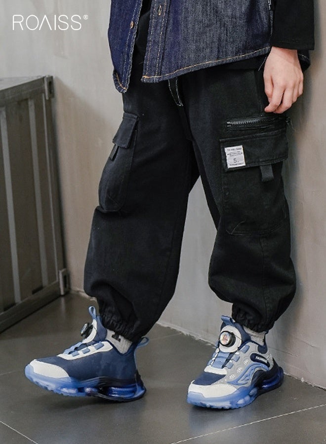 roaiss Boys Fashion Chunky Sneakers, Comfortable Sneakers with Rotating Buckle Design, Breathable Basketball Shoes with Non-slip Soles, Suitable for Daily Wear and Outdoor Activities - Image 4